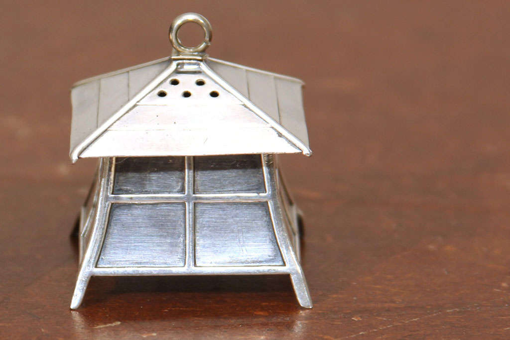 Sterling Silver Pagoda Salt and Pepper Shakers For Sale 5