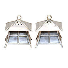 Sterling Silver Pagoda Salt and Pepper Shakers