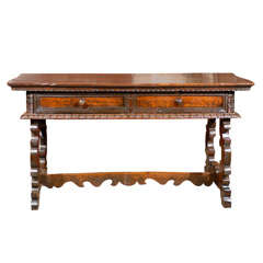 18th Century Italian Large Baroque Style Walnut Library Table