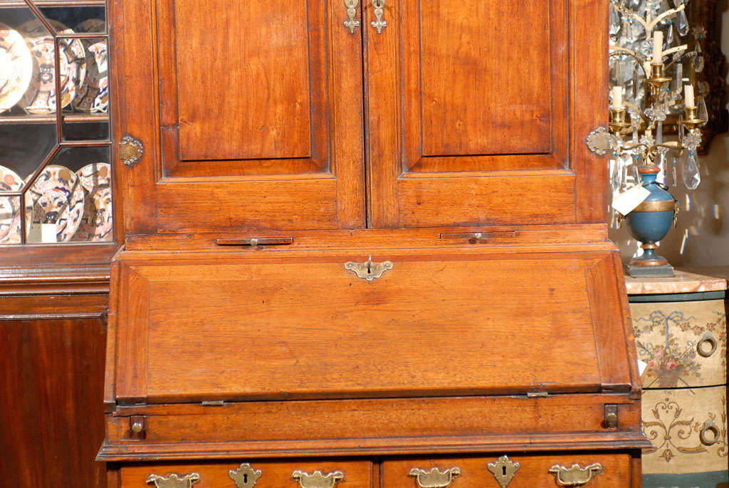 English 18th Century Georgian Walnut Bookcase With Blind Doors