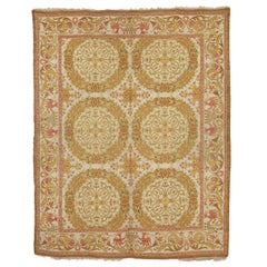 Spanischer Vintage-Teppich im Vintage-Stil im Cuenca-Stil mit Renaissance-kranz-Muster 