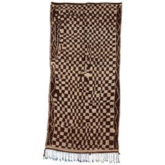 Vintage Checkerboard Design Berber Carpet