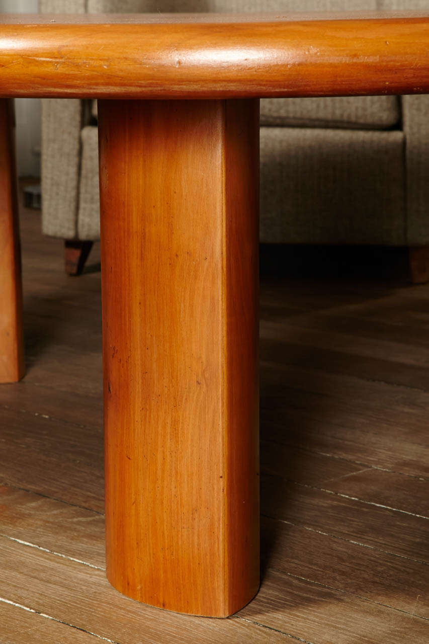 Mid-Century Modern Large Coffee Table in Massive Cherry Wood, France circa 1960