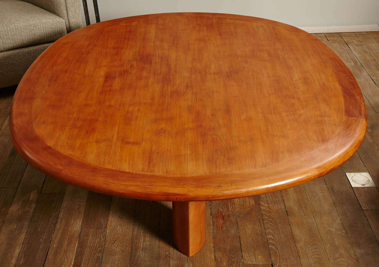 Large Coffee Table in Massive Cherry Wood, France circa 1960 In Excellent Condition In Paris, Ile-de-France