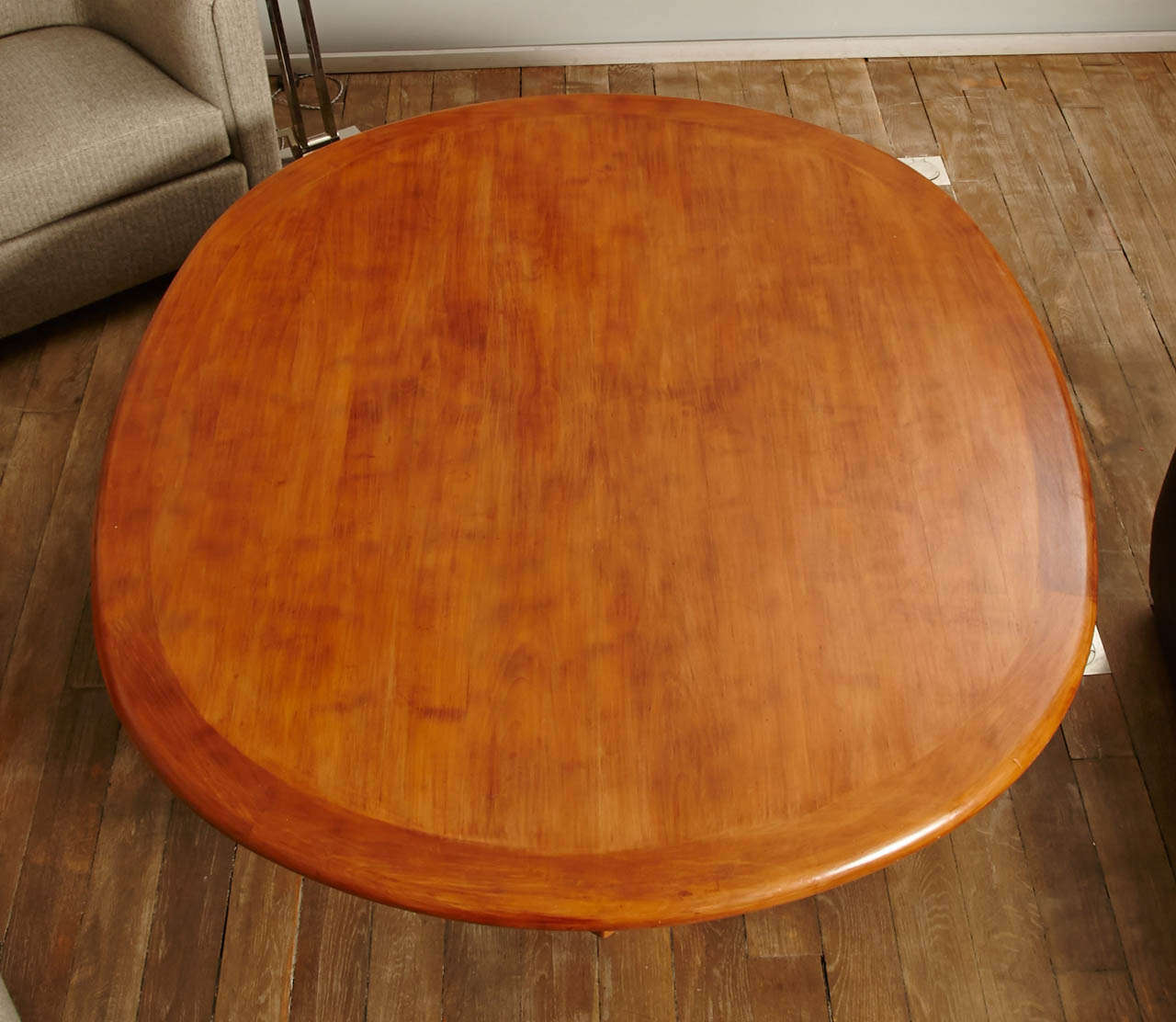 Mid-20th Century Large Coffee Table in Massive Cherry Wood, France circa 1960
