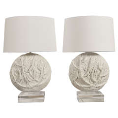A Pair of White Ceramic "Corals" Lamps By Emilie Palomba Circa 2000