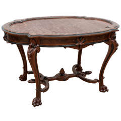19th Century American Renaissance Revival Carved Walnut Center Table