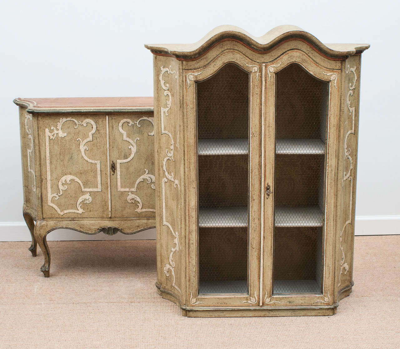 Italian Painted Baroque Style Cabinet