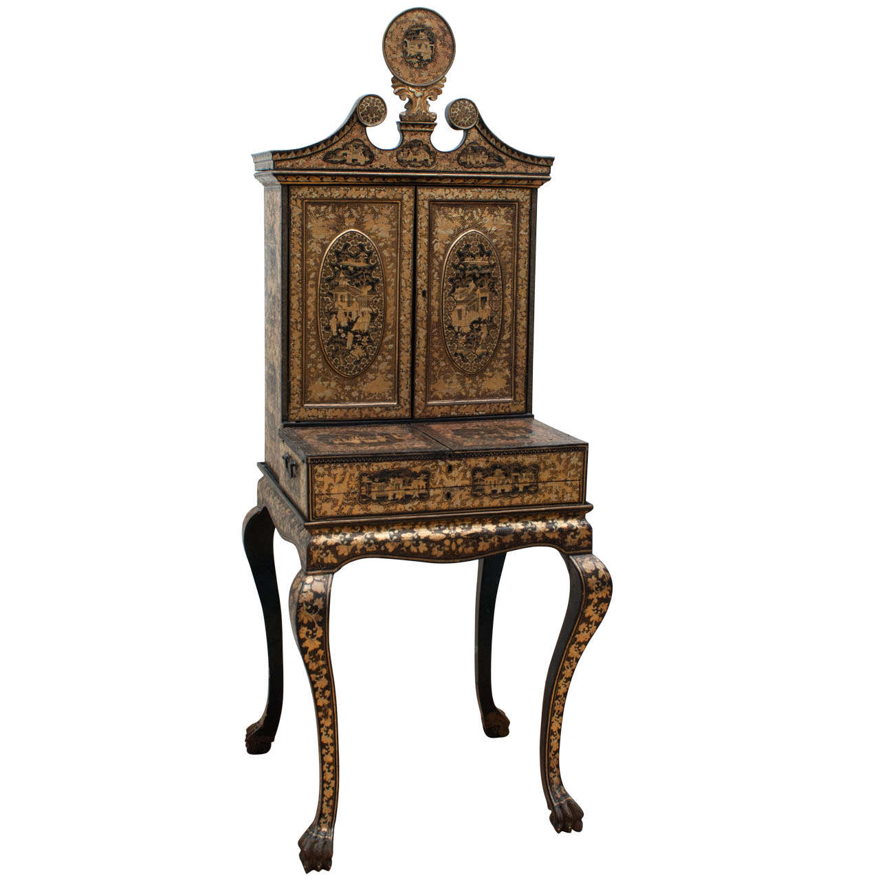 China Trade Gilt Lacquer Bonheur Du Jour Nineteenth Century