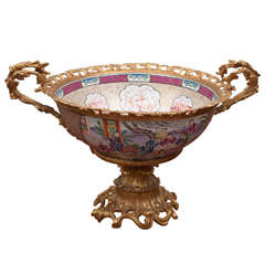 19th Century Gilt Bronze Mounted Chinese Mandarin Porcelain Bowl