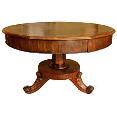Irish Mahogany Round Leather Inset Library Table circa 1850