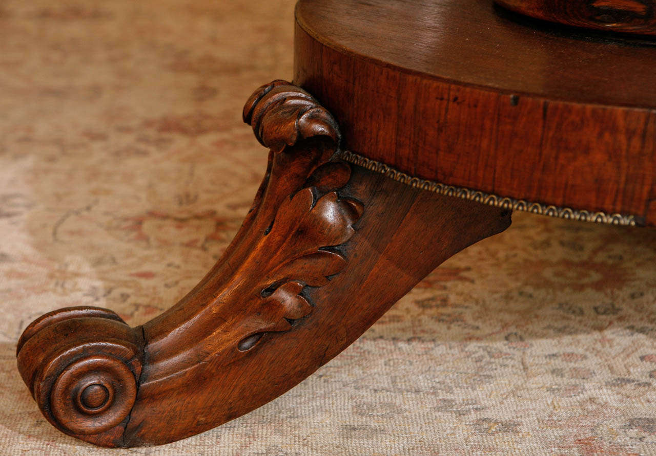 Irish Mahogany Round Leather Inset Library Table circa 1850 1