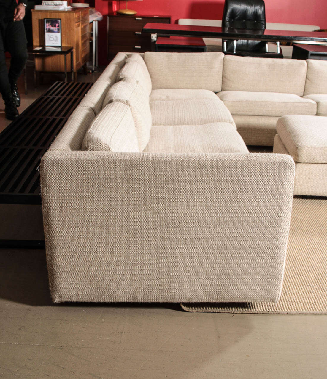 Charles Pfister Sectional Sofa And Ottoman In Maharam Fabric, Knoll In Excellent Condition In New York, NY