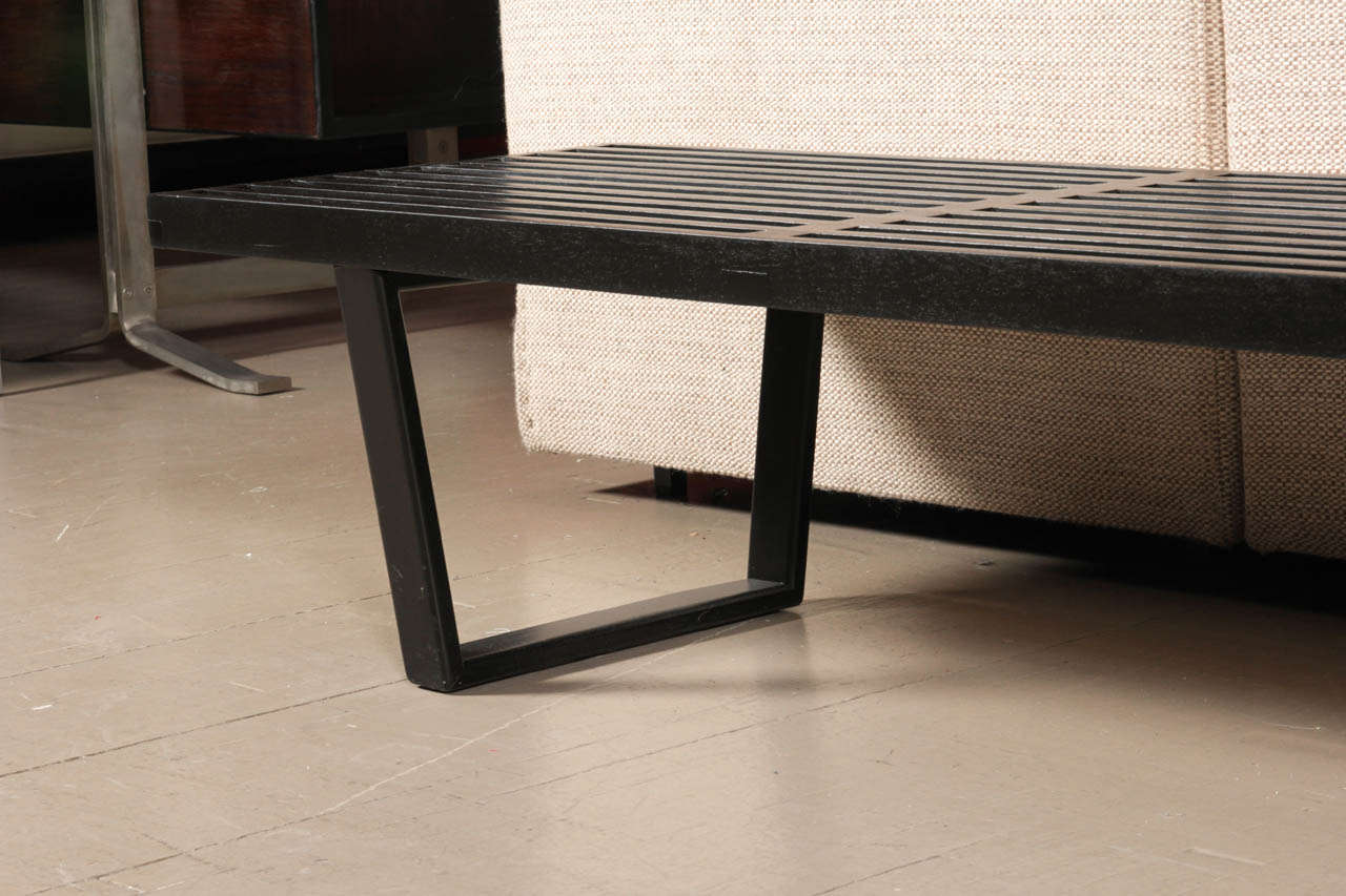 Wood Early George Nelson 8' Black Bench, Mfg. Herman Miller