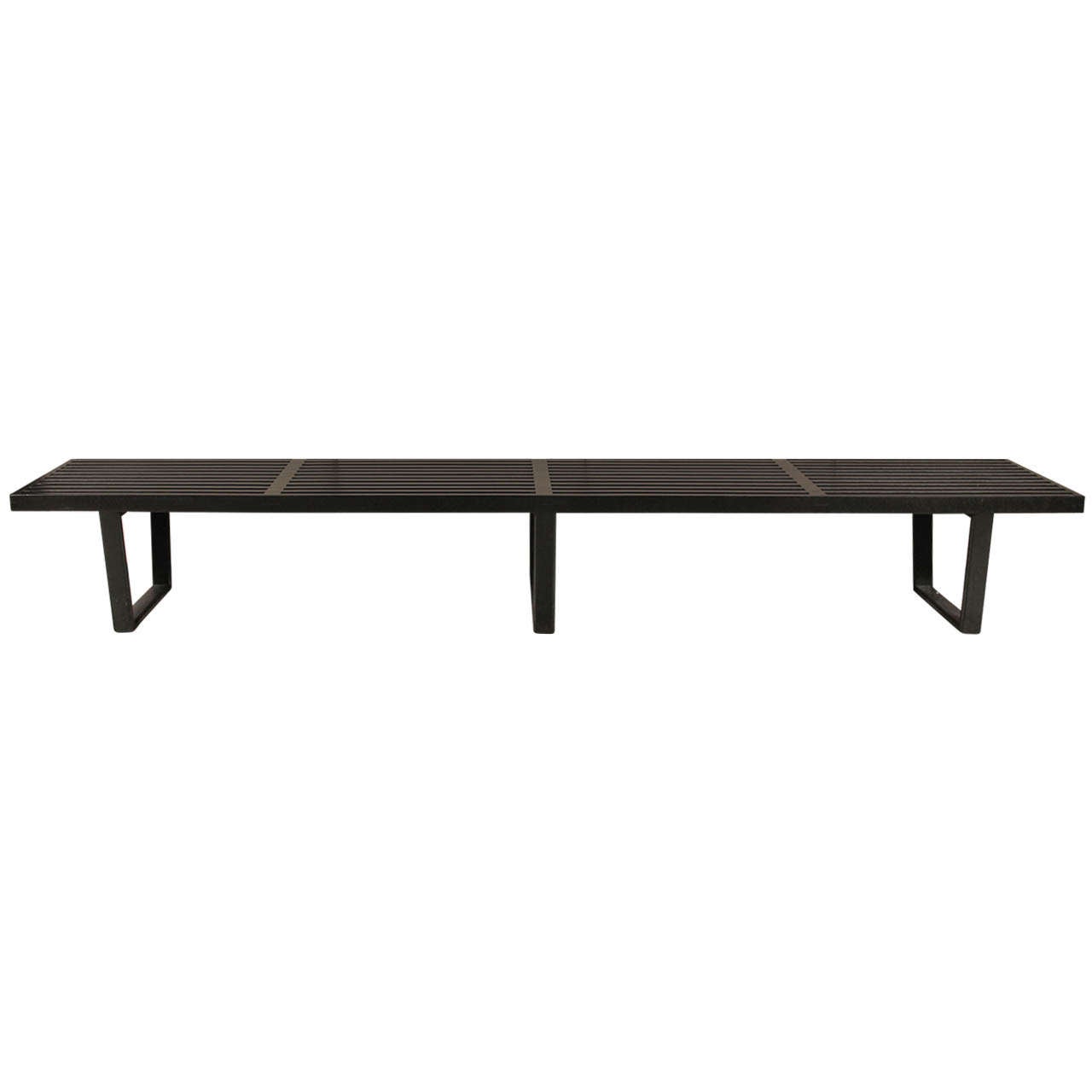 Early George Nelson 8' Black Bench, Mfg. Herman Miller