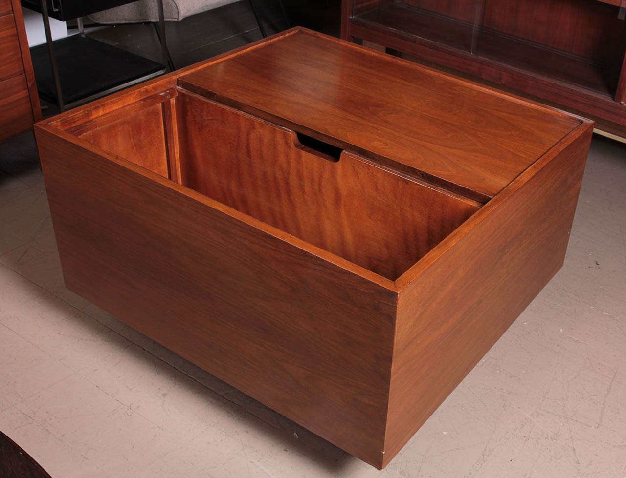 Nelson Walnut Blanket Chest/Corner Storage Unit at 1stDibs