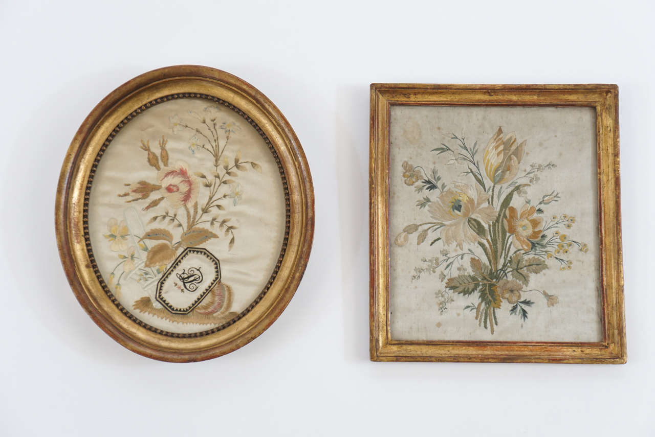 Two Late 18th Century George III period Silkwork Pictures, England, circa 1790