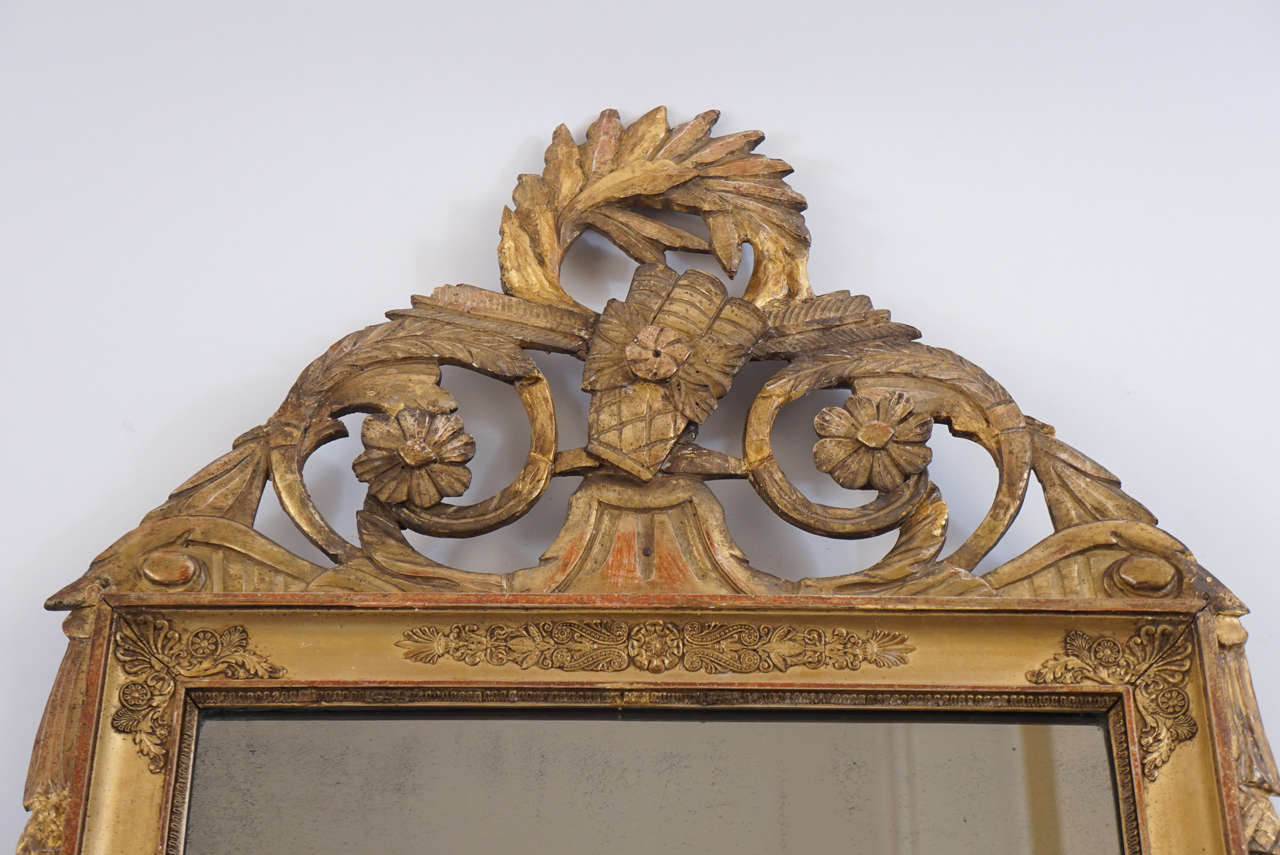 Hand-Carved French Empire Giltwood Frame Mirror, circa 1810