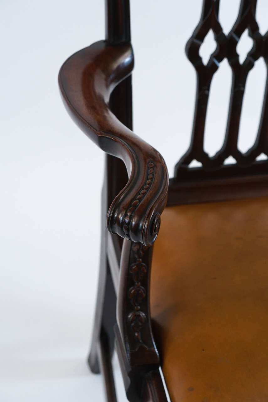 Gothic Chippendale Mahogany Armchair, England, circa 1770 In Good Condition For Sale In Kinderhook, NY