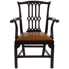 Gothic Chippendale Mahogany Armchair, England, circa 1770