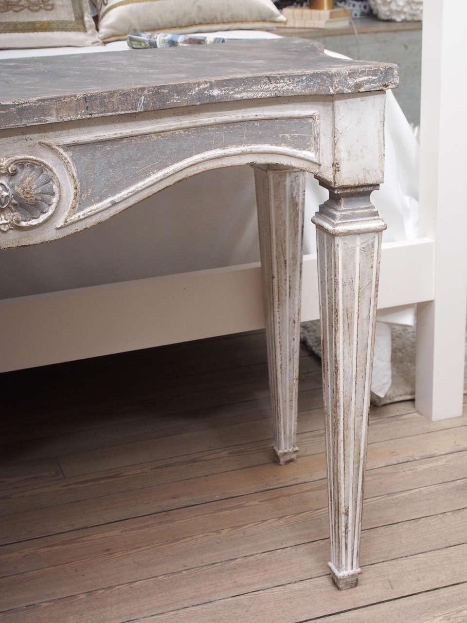 Pair of 19th Century Italian Tables with Faux Marble Painted Top In Distressed Condition In New Orleans, LA