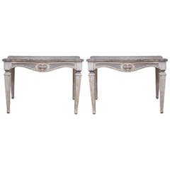 Pair of 19th Century Italian Tables with Faux Marble Painted Top