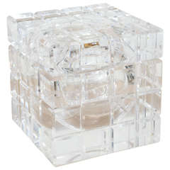 Square Faceted Lucite Ice Bucket