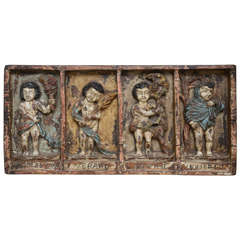 Hand-Carved Four Seasons Italian Wall Hanging