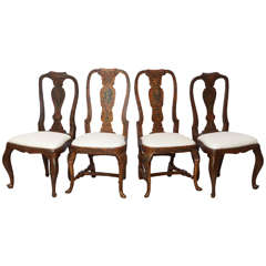 A Set of 10 Italian Rococo Painted and Parcel Gilt Dining Chairs, Venice