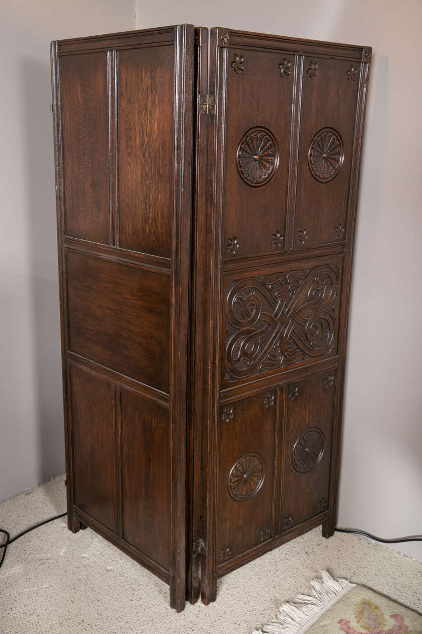 19th Century Carved Oak Screen For Sale 2
