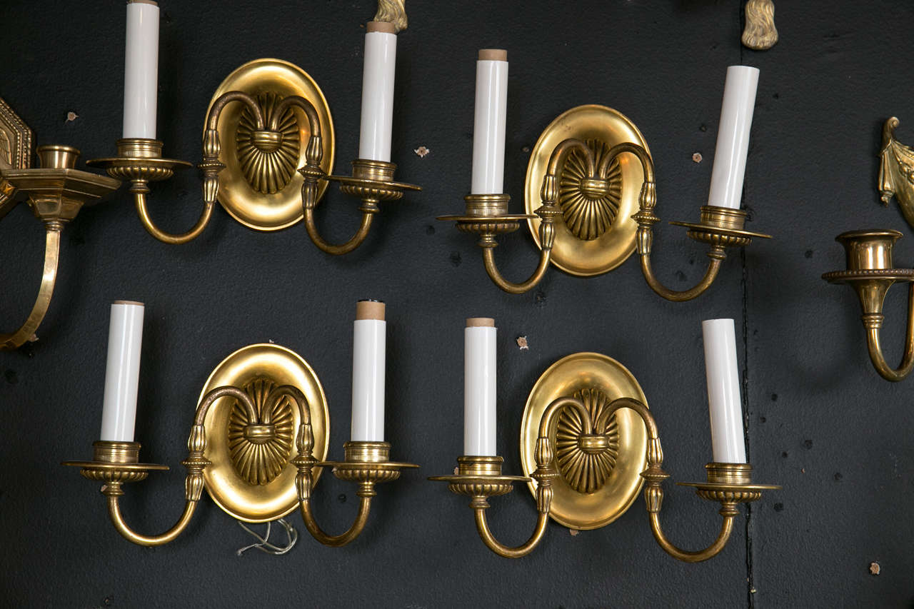 American Pair of Gilt Bronze Caldwell Sconces For Sale