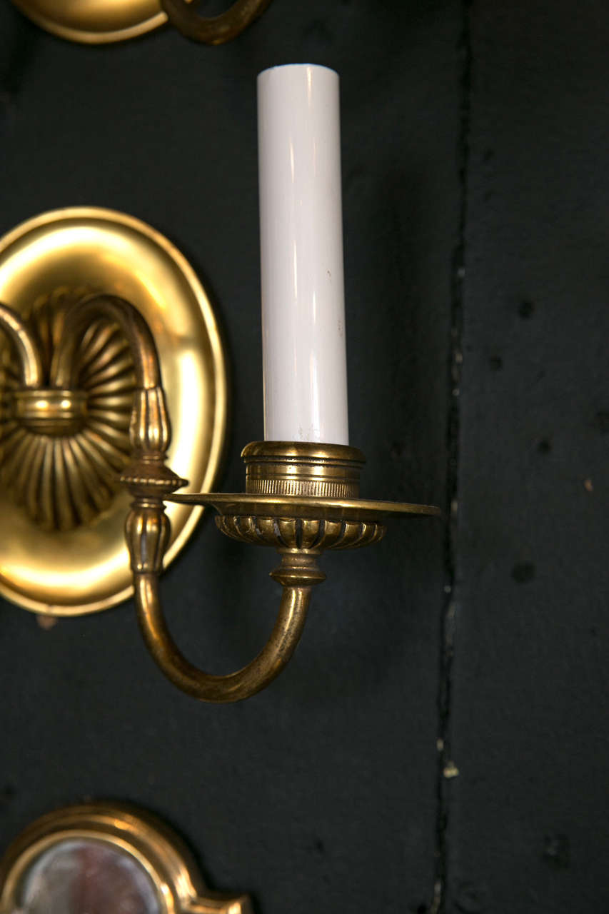 Early 20th Century Pair of Gilt Bronze Caldwell Sconces For Sale