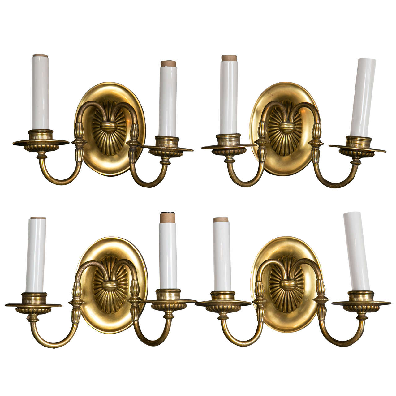 Pair of Gilt Bronze Caldwell Sconces For Sale