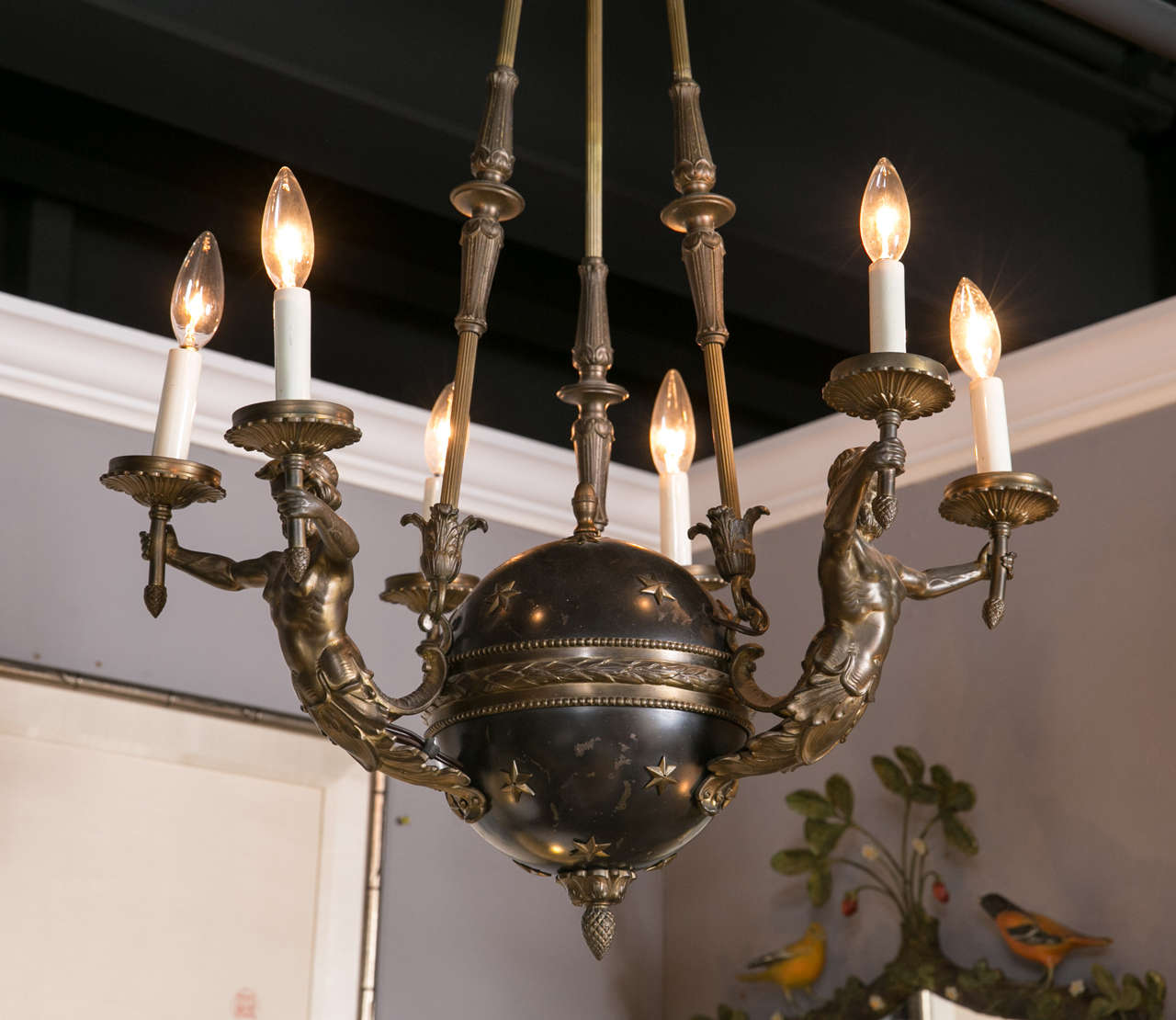An early 19th century Swedish tole and bronze chandelier.
