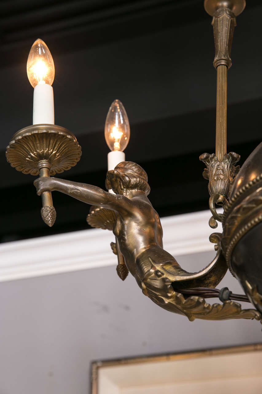 19th Century Swedish Tole and Bronze Chandelier For Sale 3