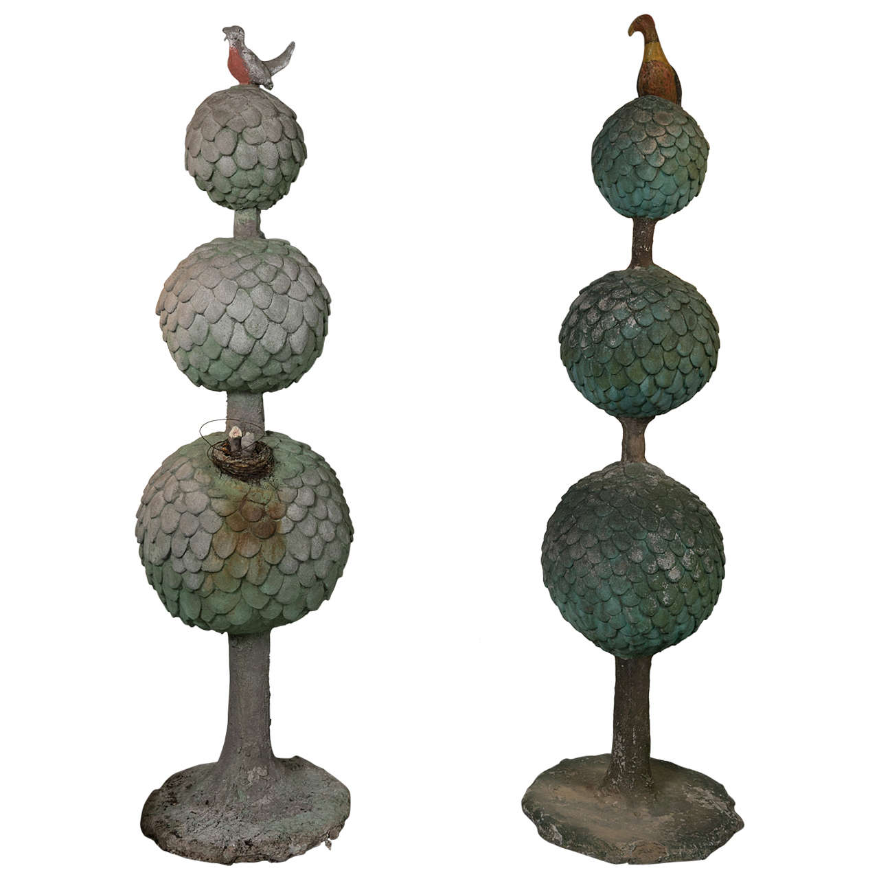 Pair of Fabulous Stone Composite Topiaries For Sale