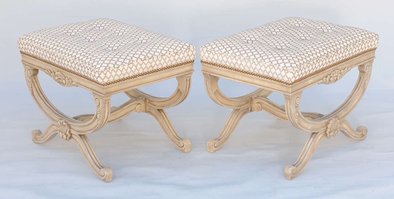 20th Century Pair of Empire Style X-Frame Benches