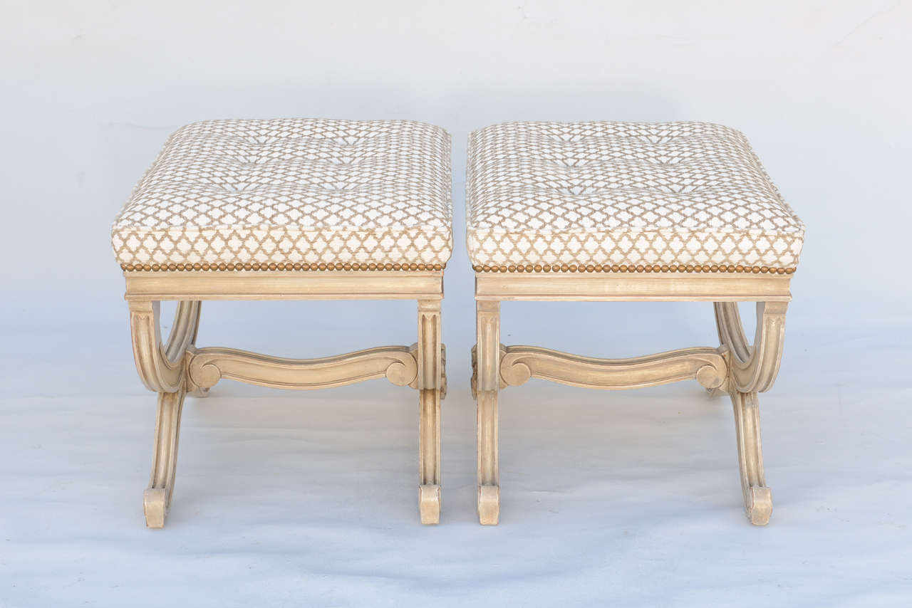 Pair of Empire Style X-Frame Benches 1