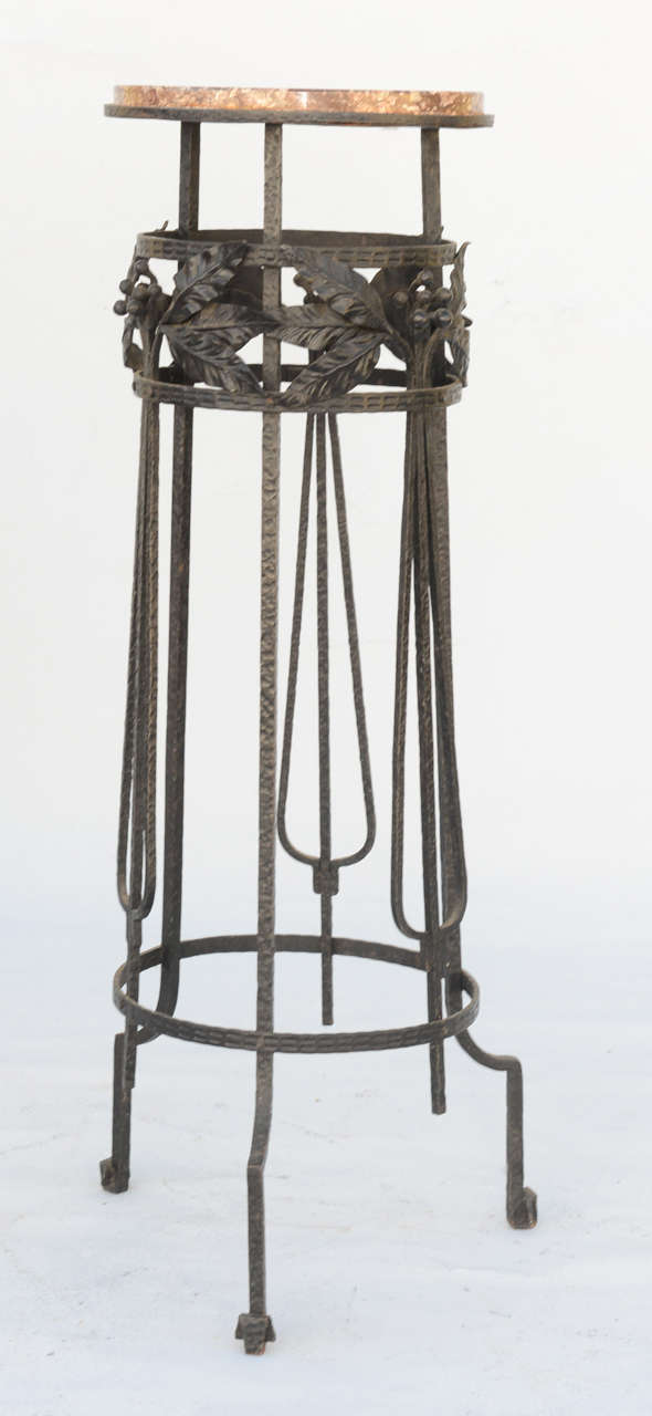 Swiss Period Art Deco Wrought Iron Pedestal - Signed 