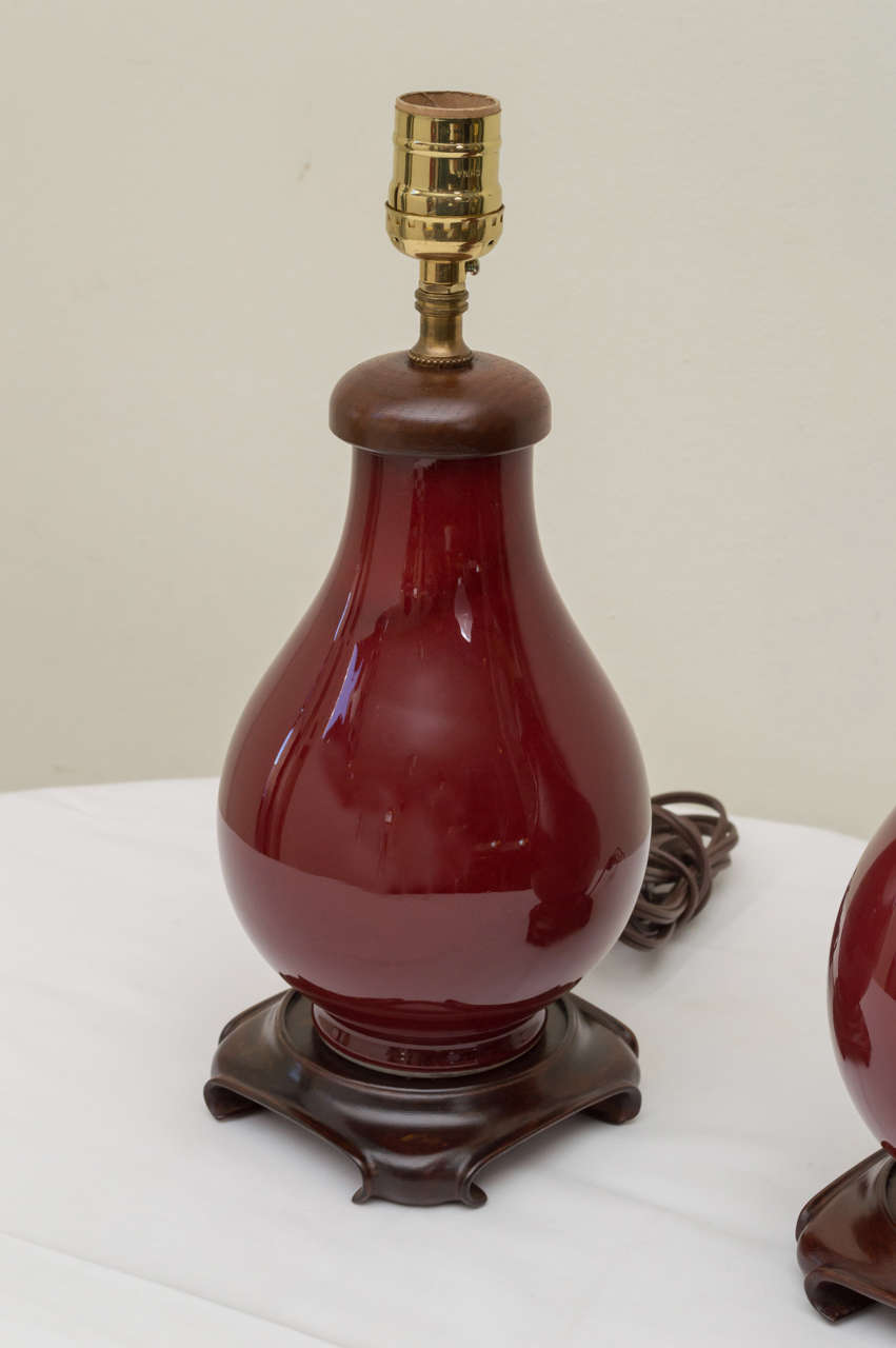 Other Pair of Chinese Oxblood Bottle Form Lamps
