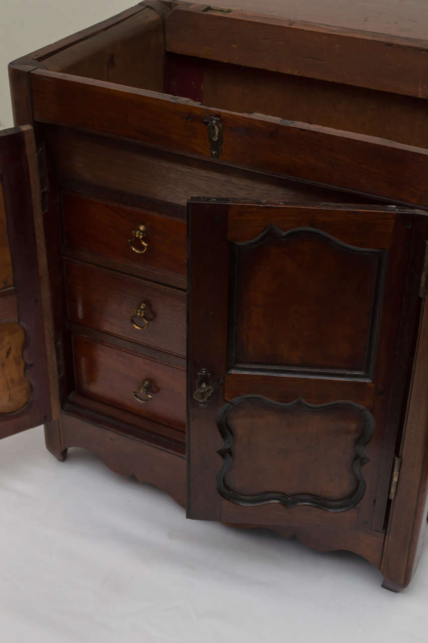 Louis XV Late 18th Century French Miniature Walnut Armoire