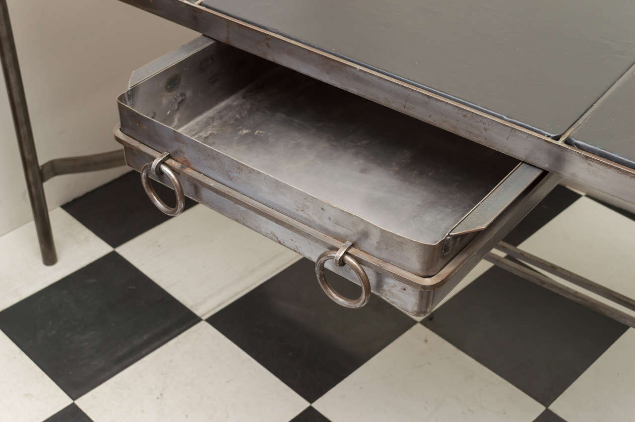 20th Century Custom Steel Leather Top Desk In Good Condition In San Francisco, CA