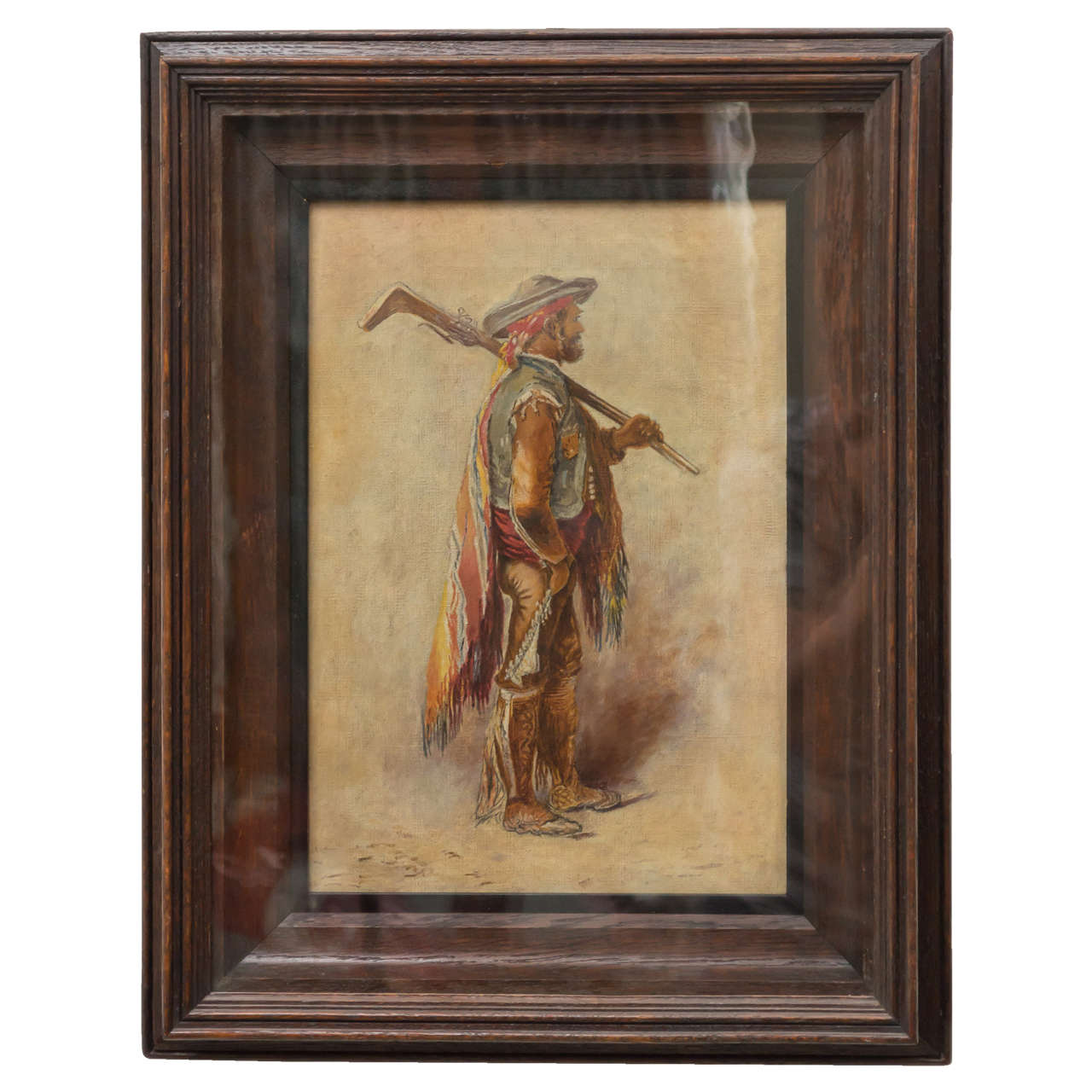 Dipinto a olio continentale del XIX secolo raffigurante una figura ispano-moresca