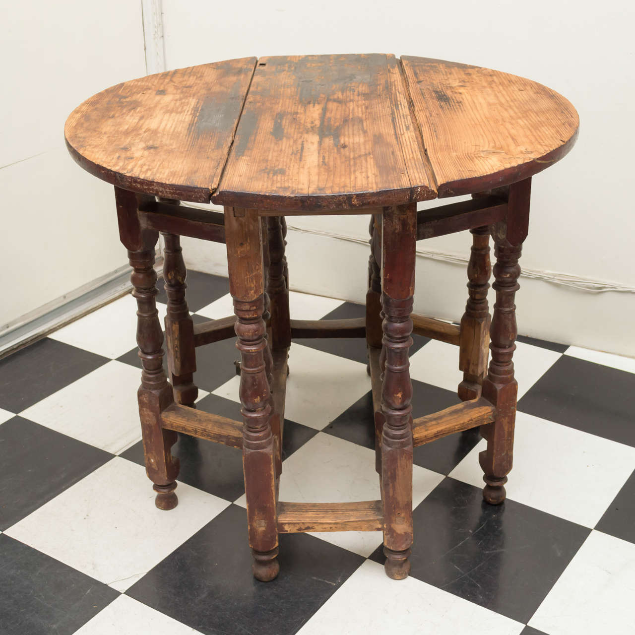 Late 18th c American Pine Double Gate Leg Table, Circa 1780