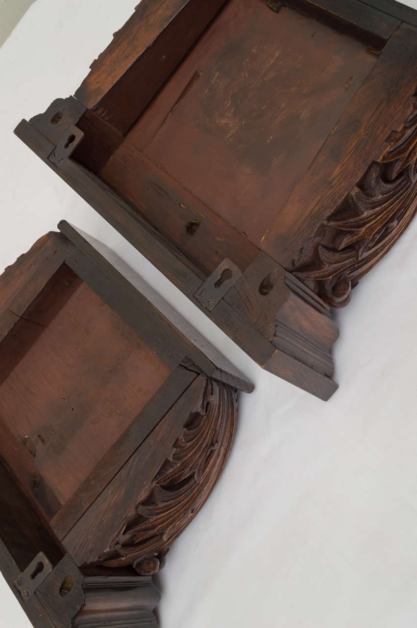Pair of Late 19th Century American Oak Wall Brackets at 1stDibs