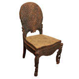 Burmese hand carved Lady's slipper chair, climbing Rose design