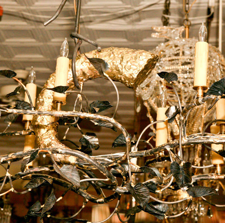 Steel An original sculpture Tree branch Chandelier by Lou Blass