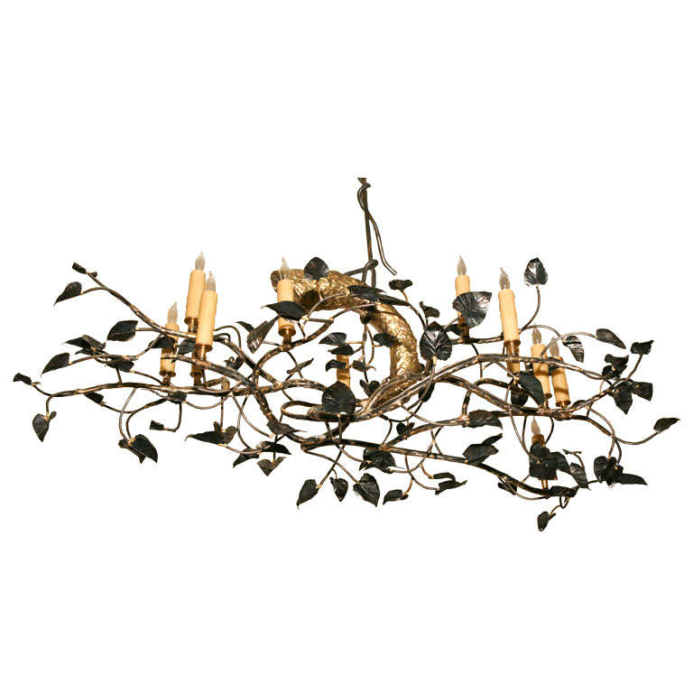 An original sculpture Tree branch Chandelier by Lou Blass