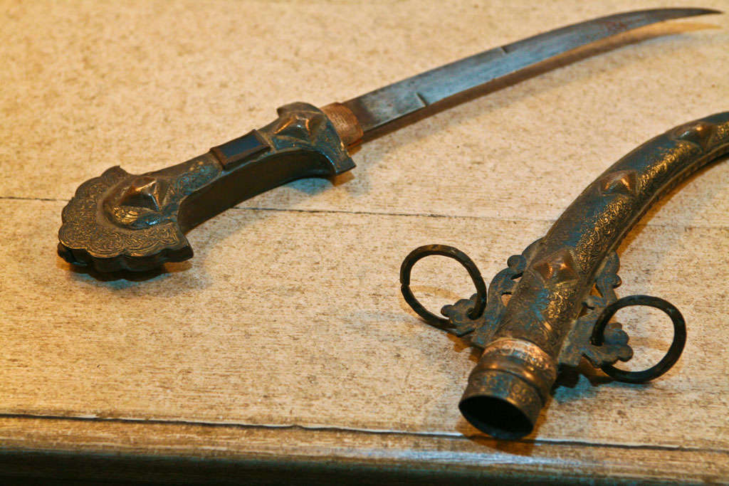 Scimitar Dagger in sterling silver and brass 4