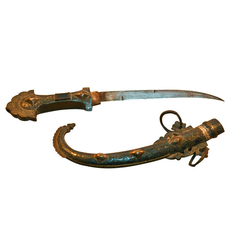Scimitar Dagger in sterling silver and brass